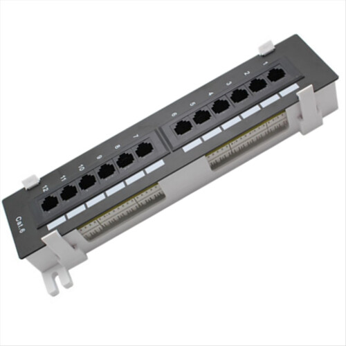 12 θυρών CAT6 Patch Panel RJ45 για δικτύωση σε επιτοίχια βάση στήριξης 1