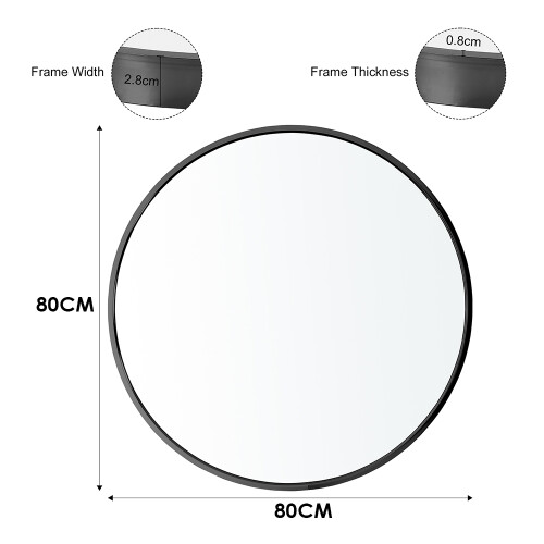 80cm Nordic Round Bathroom Framed Mirror Wall Hanging 2