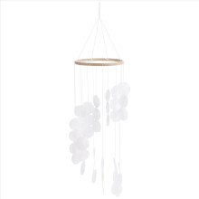 Sinos de vento de concha natural, decoração artesanal de apanhador de sonhos, branco