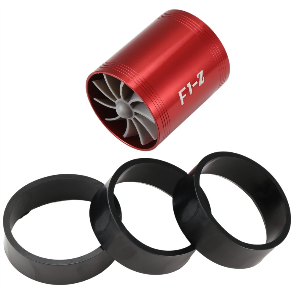 Double Turbo Charger Air Intake Gas Fuel Saver Fan For Car (Red) Red 4851013693842