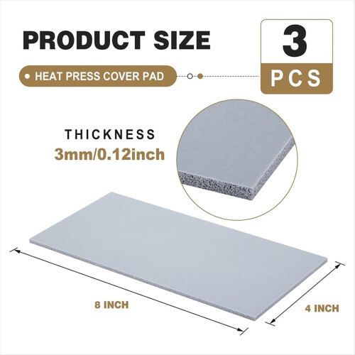 3 τεμάχια θερμαντικό κάλυμμα σιλικόνης 1/8in x 4in x 8in αφρώδες χαλάκι 2