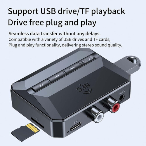 NFC Bluetooth Receiver, Bluetooth 5.3 AUX Adapter for Car, for Music 2