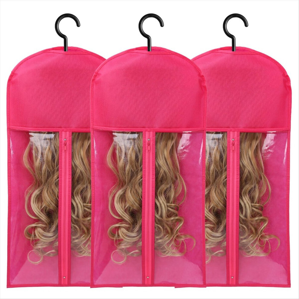 Markenlos Unisex Red 3Pcs Hair Extension Holder Wig Storage For Multiple Wigs Rose