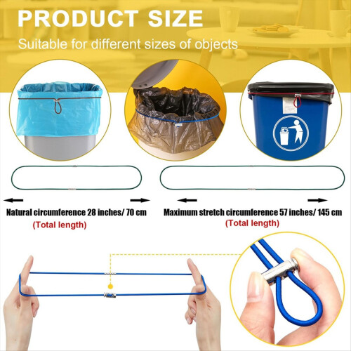 Cordon élastique réglable et coloré pour poubelle 1