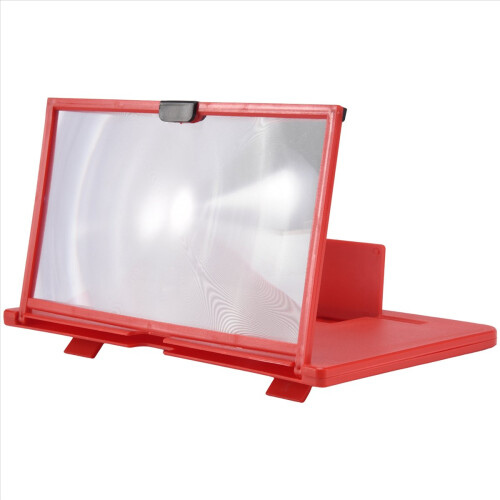 Lupa de tela de celular de 12 polegadas com suporte de mesa vermelho para jogos 2