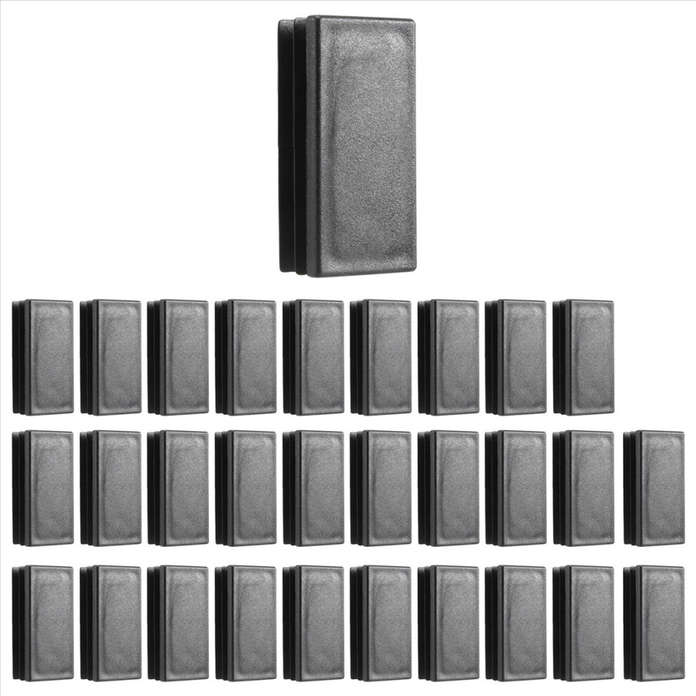 Plastic Rectangle Blanking End Tube Caps Inserts 25X50mm 30Pcs Black 4851013635880