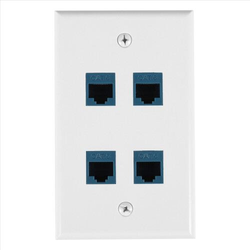 Επιτοίχια πλάκα Ethernet 4 θυρών για συσκευές Ethernet Cat7/6/6E/5/5E - Μπλε