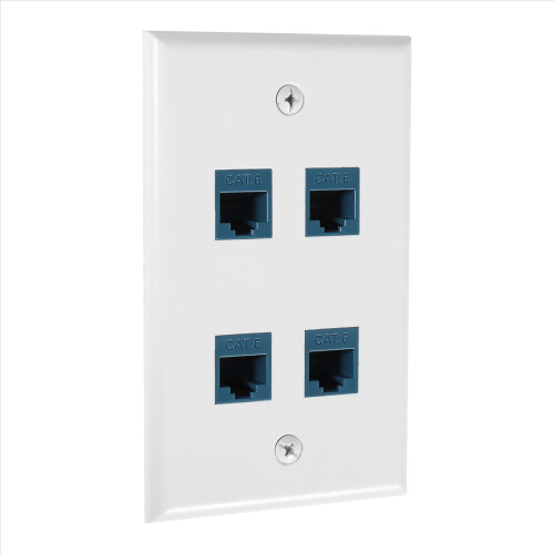 Επιτοίχια πλάκα Ethernet 4 θυρών για συσκευές Ethernet Cat7/6/6E/5/5E - Μπλε 1
