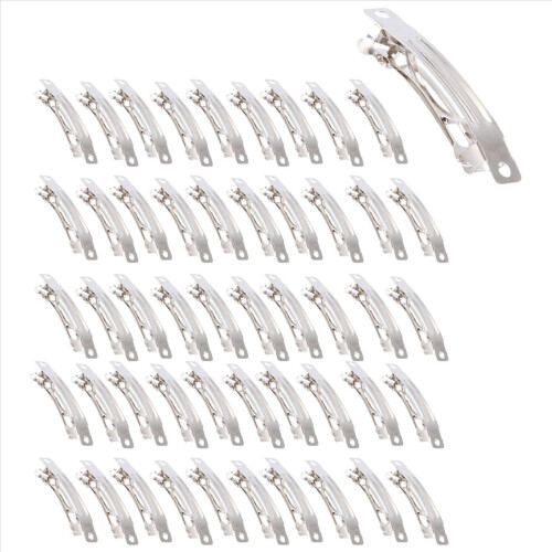 50 fermagli per capelli in metallo francese da 50 mm, con fiocchi - Argento 1
