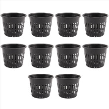 10 cestas de malla para plantación hidropónica de 3 pulgadas, color negro