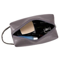 PU Leather Travel Toiletry Bag for Women Traveling Dopp Kit Makeup Bag Organizer for Toiletries Accessories Cosmetics - Grey