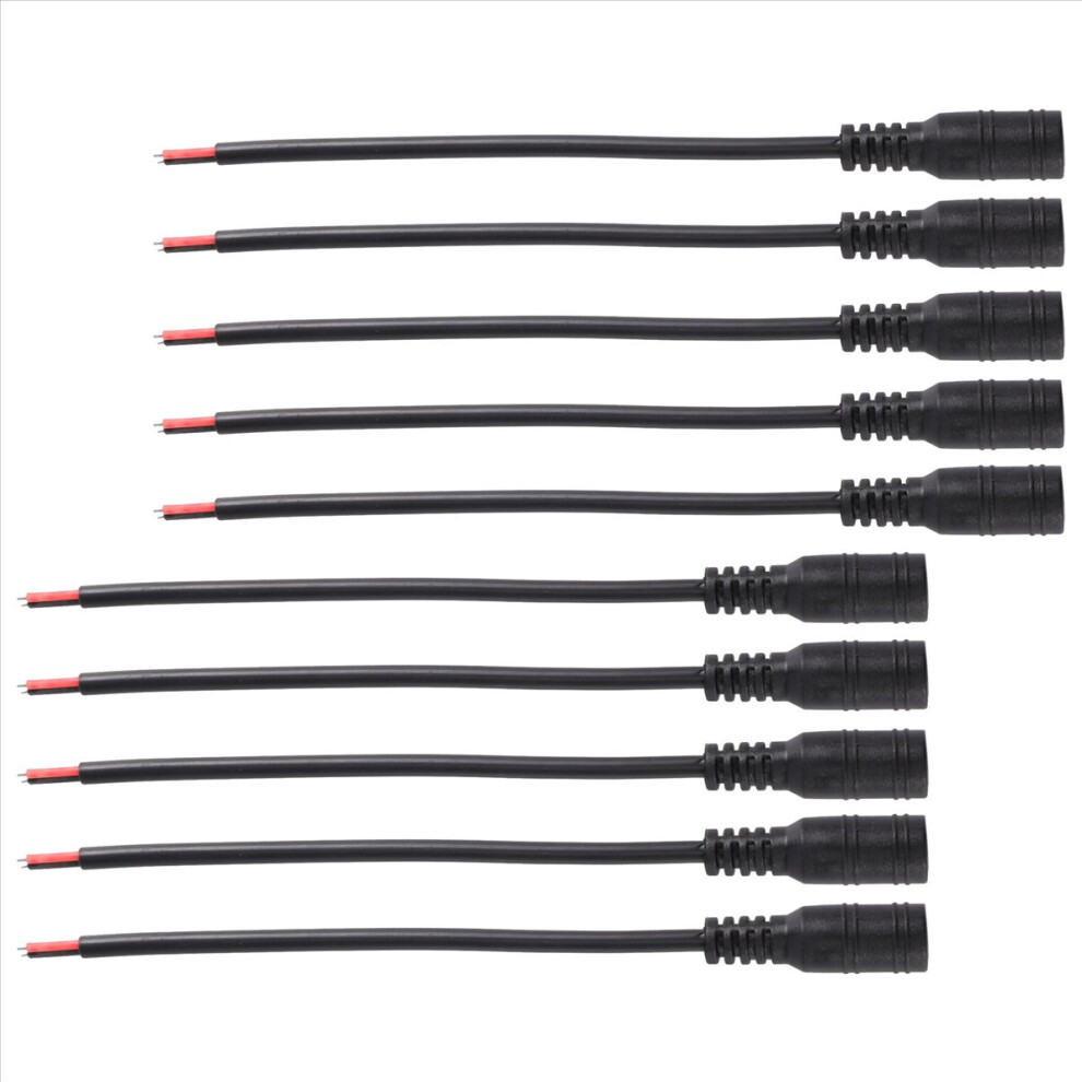 10Pcs 12V Dc Power Plug Female Connector Cable 5.5X2.1mm 15Cm 4851013657561