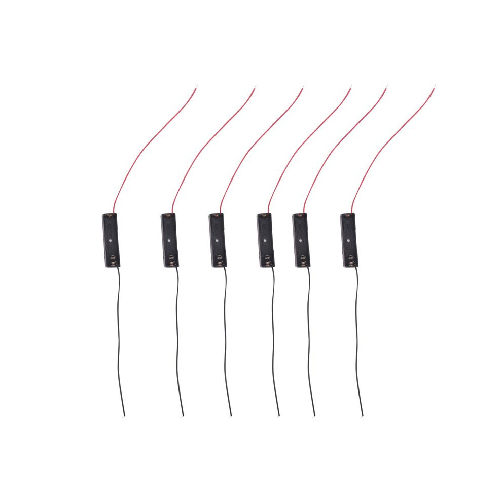 6Pcs Wired Connector 1.5V Aaa Battery Holder Plastic Case Black 4852580974006