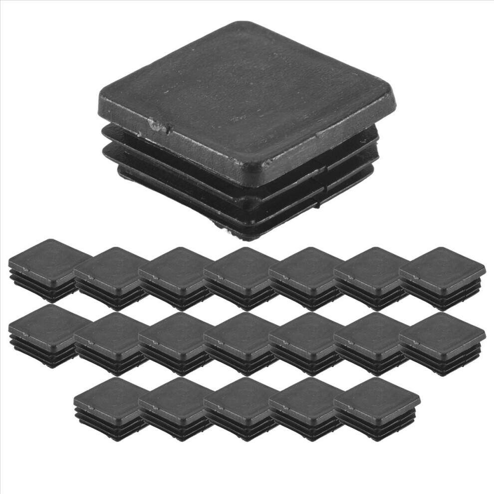 20 Pcs Plastic Square Blanking End Caps Tube Inserts 25Mm X 25Mm 4852580973788