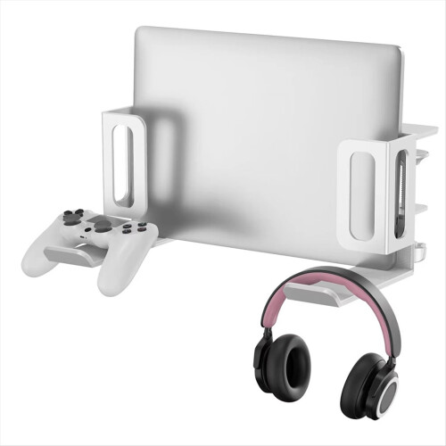 Supporto verticale per laptop, supporto per laptop da scrivania senza fori, bianco