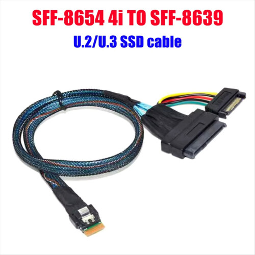 Καλώδιο SSD U.2/U.3 SAS SFF-8654 4i σε καλώδιο δεδομένων U.2 U.3 SFF-8639 1