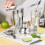 Shaker Strainer Muddler Jigger Mixing Spoon Pour Spout Bartender Kit 4