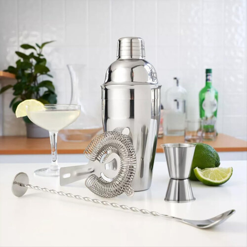 Shaker Strainer Muddler Jigger Mixing Spoon Pour Spout Bartender Kit 1
