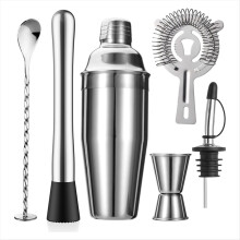 Shaker Strainer Muddler Jigger Mixing Spoon Pour Spout Bartender Kit