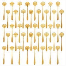 40Pcs Gold Coffee Spoons Stainless Steel Flower Dessert Spoons