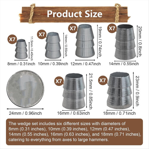42PCS Extended Round -Handle Wedge Safety Metal Wedge (6 Sizes) 1
