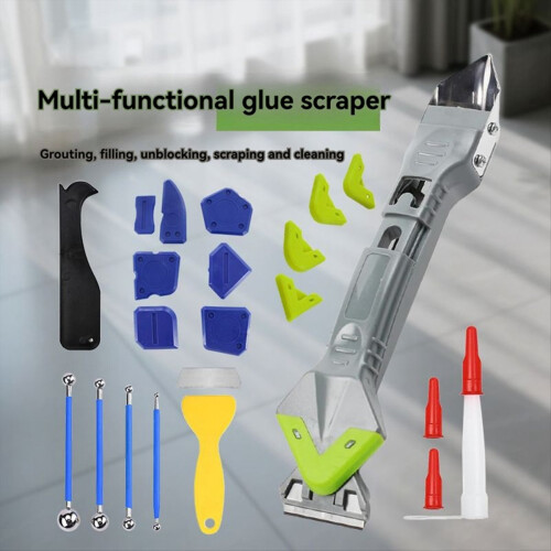 Multifunctional five-in-one seam-beautifying kit
Glue scraping and caulking tool kit 1