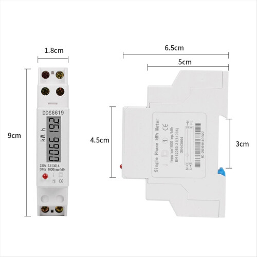 DDS6619-002 Railtype elektrische energiemeter 1P 60A 230V 2