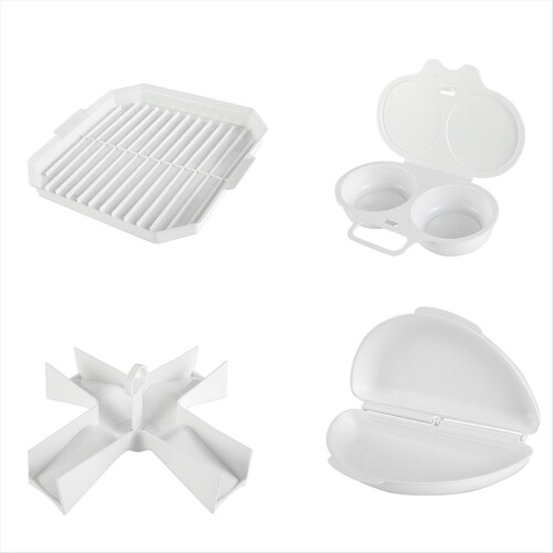 4Pcs Microwave Cooking Set Oven Cookware Set with Bacon Baking Plate