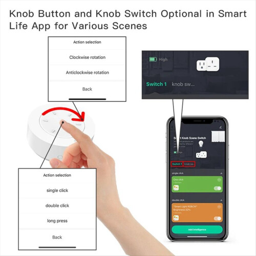 Interruttore dimmer con pulsante di scena wireless Tuya ZigBee Smart Knob 2