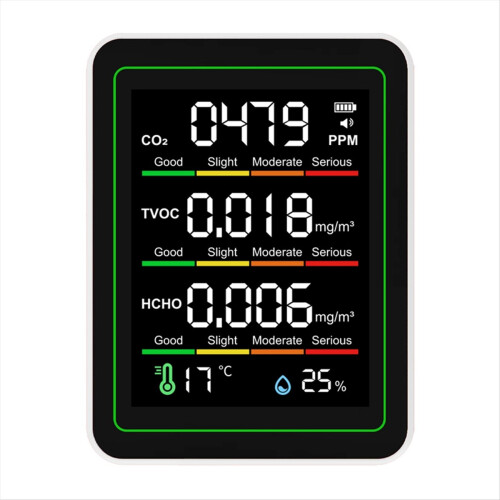 Binnenluchtkwaliteitsmonitor, CO2-monitor/temperatuur wit 1