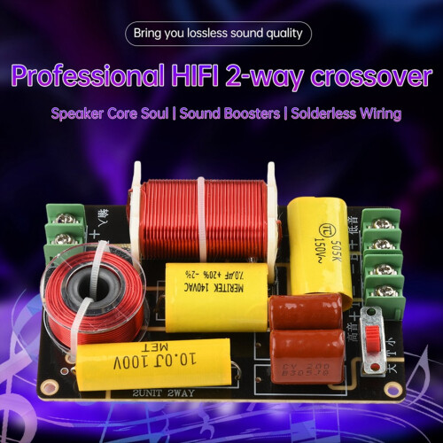 2 Way Frequency Divider Tweeter Bass Crossover Filter Adjustable 1