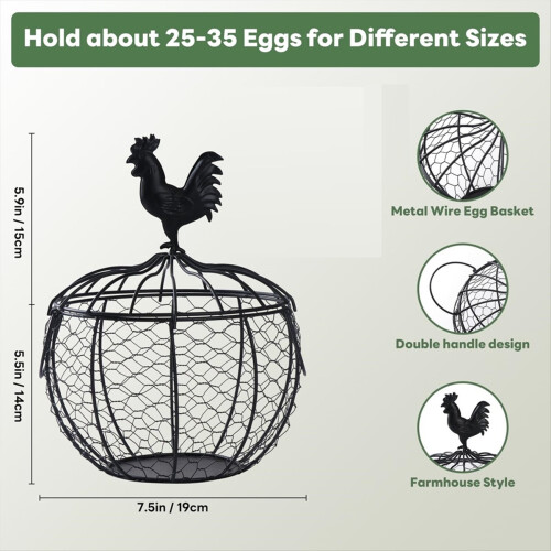 Wire Egg Basket for Gathering Fresh Egg,Chicken Egg Collecting Basket A 2