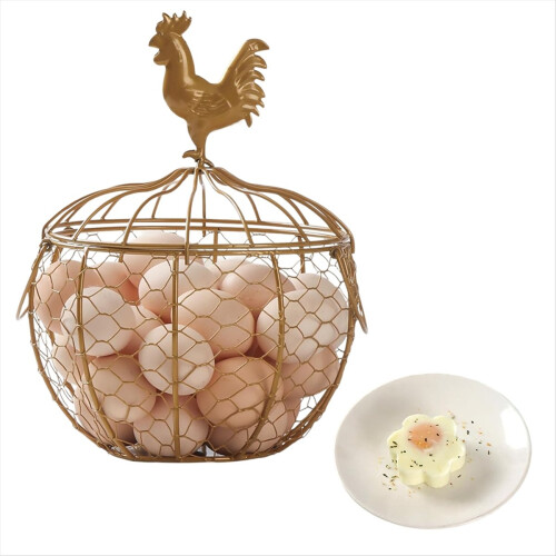 Wire Egg Basket for Gathering Fresh Eggs, Egg Holder for Countertop