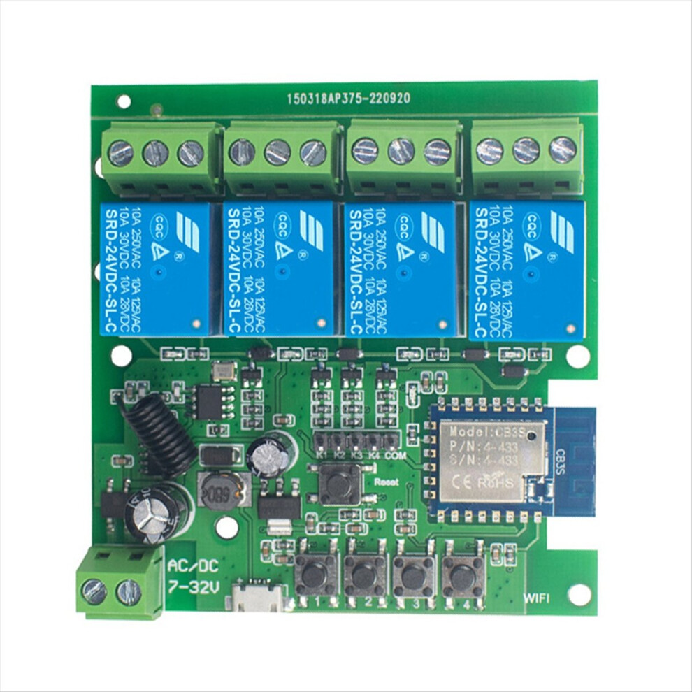 Photos - Other Electrical Equipment Markenlos Wifi Wireless Switch Smart Module 4 CH DC7V-32V Inching Self-Lock 