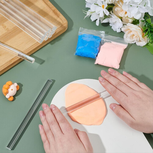 16PCS Acrylic Clay Roller, 6.4x0.39inch Clear DIY Polymer Clay Tool 2