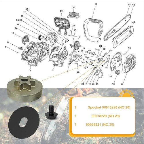 Pignon d'entraînement de tronçonneuse 90618228 pour DCCS620B DCCS620P1 2