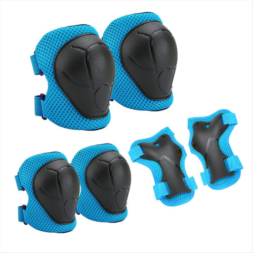 Kids Protective Gear Set Knee Elbow Pads with Wrist Guards Blue 2