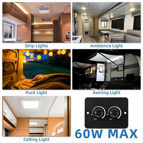Interruptor de dimmer LED DC 12V para RV, dimmer LED PWM de 2 vias para RV 1