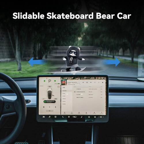 Slidable Skateboard Bear Control Screen Decoration for Model Y 1