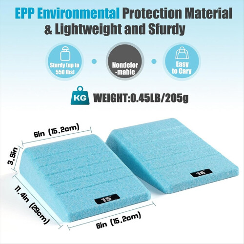2PC Squat Wedge Block Non Slip Light Blue 1