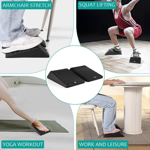 2PC Squat Wedge Block Non Slip Black 1