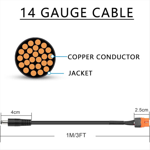 Napájací kábel DC-XT60, 1 m, 14AWG, DC samec-XT60I samica 1