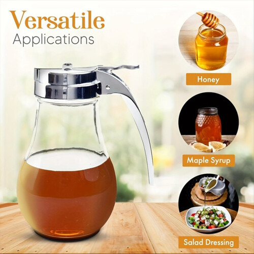 Syrup Dispenser, No Drip Glass Syrup Bottle for Maple Syrup 1