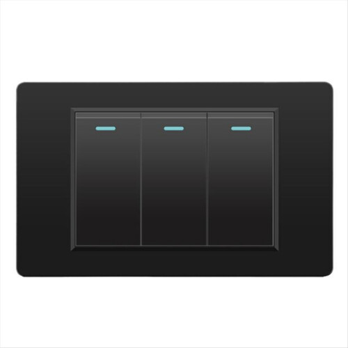 Wall Electrical Switches Light Switch 3 Gang 118mmx74mm Black