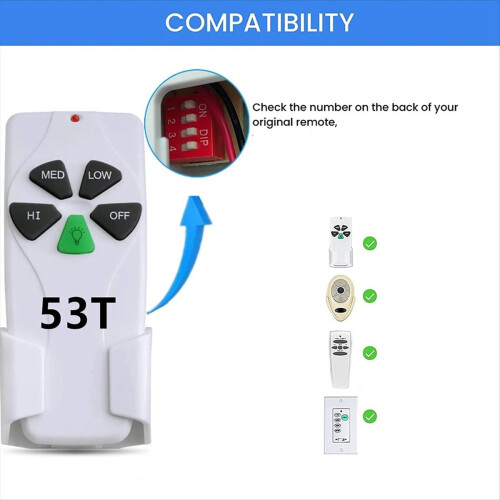 Universal Ceiling Fan Remote, 3 Speed Ceiling Fan for 53T 11T 35T 2