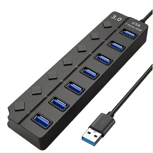 7-Port USB 3.0 Hub mit LED-Anzeigeschaltersteuerung