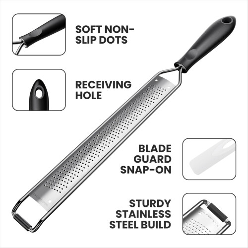 Cheese Grater with Non-Slip Handle,Lemon Zester for Kitchen Tool 2