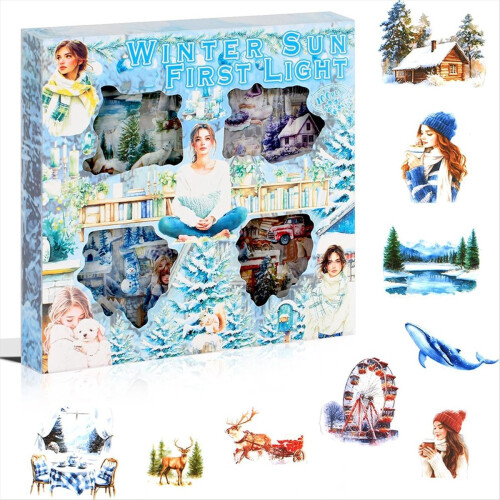 100 folhas de adesivos de inverno para scrapbooking