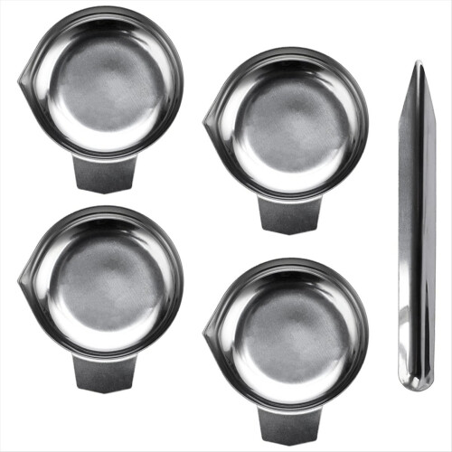 4PCS Μεταλλικό ταψί ζύγισης σκόνης με κουτάλα, μίνι ψηφιακή ζυγαριά