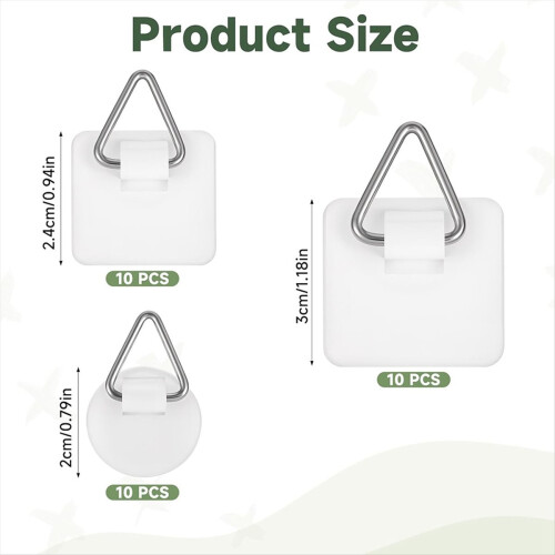 30 Pack Adhesive Picture Hanger Picture Hanging Hooks 2